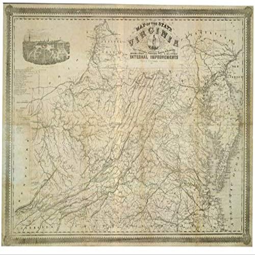 18" x 24" 1862 Map of The State of Virginia Containing The Counties Principal Towns Railroads Rivers Canals & All Other Internal Improvements