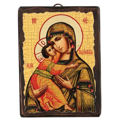 Holyart Russian icon Painted decoupage, Our Lady of Vladimir 18x14 cm