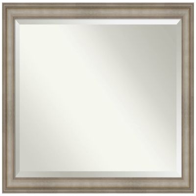 Amanti Art Silver Bathroom Mirror for Over Sink, 36x46 Mezzanine Antique Silver Rectangle Vanity Mirror, X-Large Traditional Wood Frame, Hangs Horizonally or Vertically, Bathroom Wall Decor, Beveled