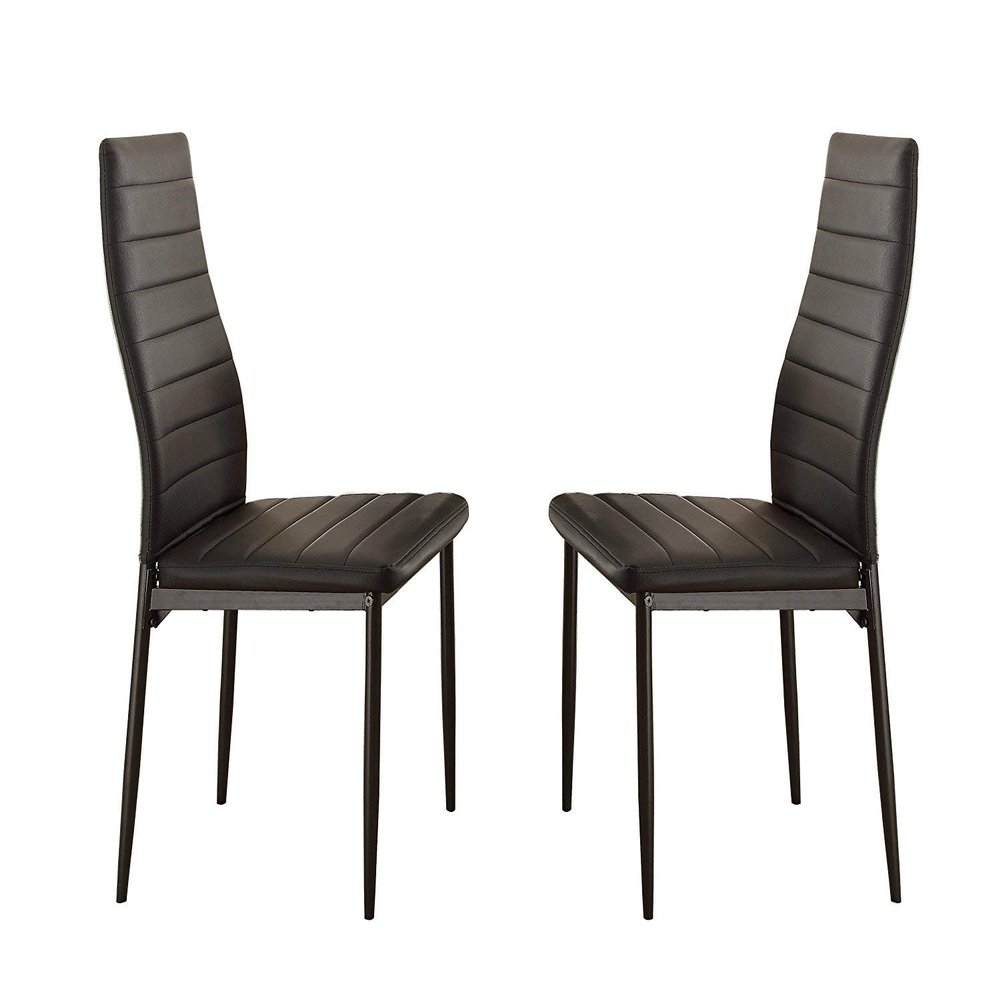 Benjara Benzara Bi-Cast Vinyl Side Chairs, Set of Two, Black