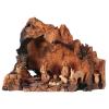 Holyart Nativity Family Scene in Olive Wood in Slanted Stable 20x30x20 cm view 1
