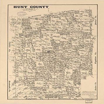 16" x 24" 1879 Map of Hunt County Texas