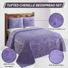 Better Trends Chenille Bedspreads Twin Size, Lavender 100% Cotton Chenille Medallion Design Tufted Bedding Coverlet Soft Lightweight, 96"x110" with 1 PC Sham 2 Pieces Set Trevor Collection view 3