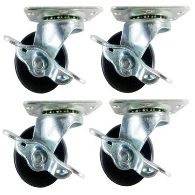 yan 2" Hard Rubber Wheel Caster - 4 Swivels with Brake