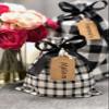 Appleby Lane Fabric Gift Bags (Standard Set, Plaids & Stripes) Set of 5 100% Cotton bags, three 16"x12" and two 10"x8" view 2