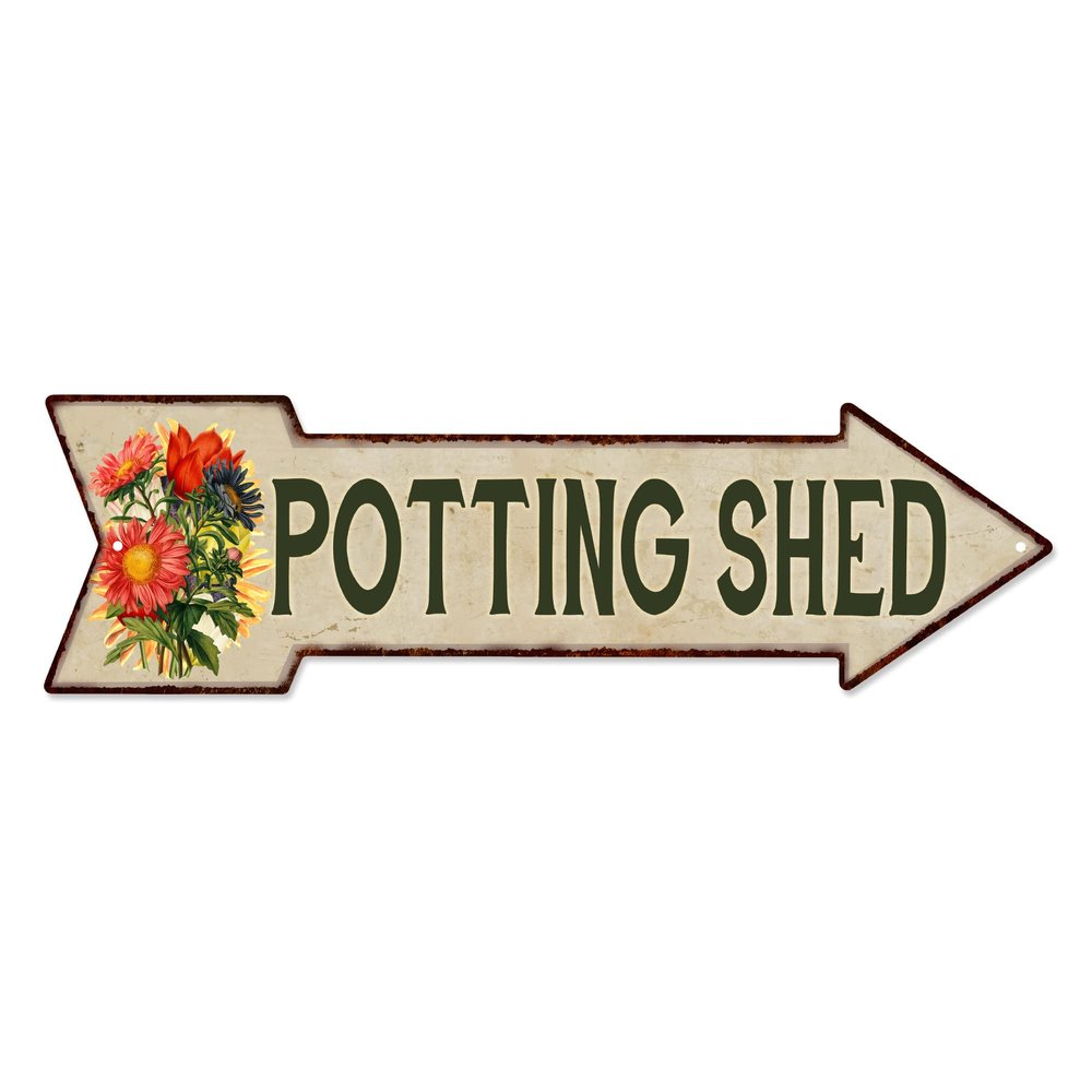 Potting Shed Arrow Sign This Way Flowers Gift Shed Right 205170008002