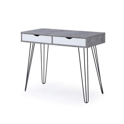 AC Pacific Laurel Small Desk with Drawers for Bedroom, Study, Home Office or Dorm, Stylish Modern Table for Computer or Vanity Use with Marbling Design, Gray