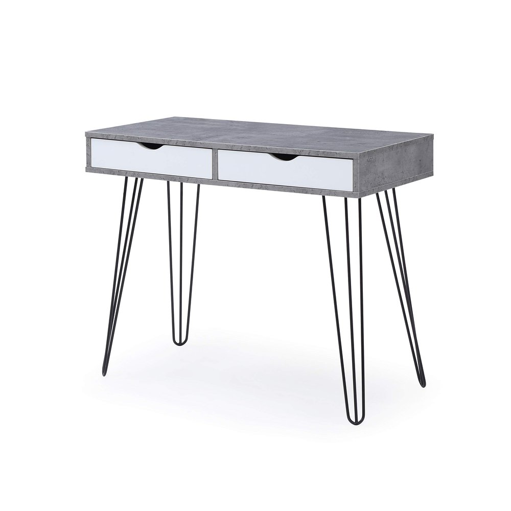 AC Pacific Laurel Small Desk with Drawers for Bedroom, Study, Home Office or Dorm, Stylish Modern Table for Computer or Vanity Use with Marbling Design, Gray