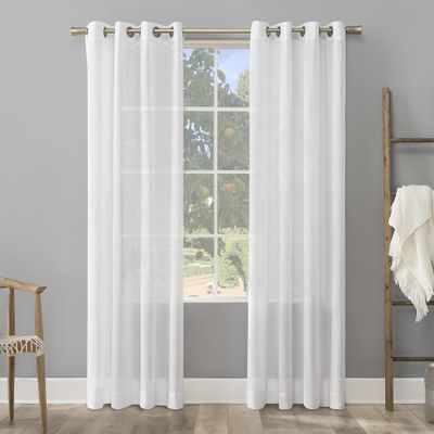 Archaeo - 54911 Slub Textured Linen Blend Grommet Top Curtain, 52" x 95", White