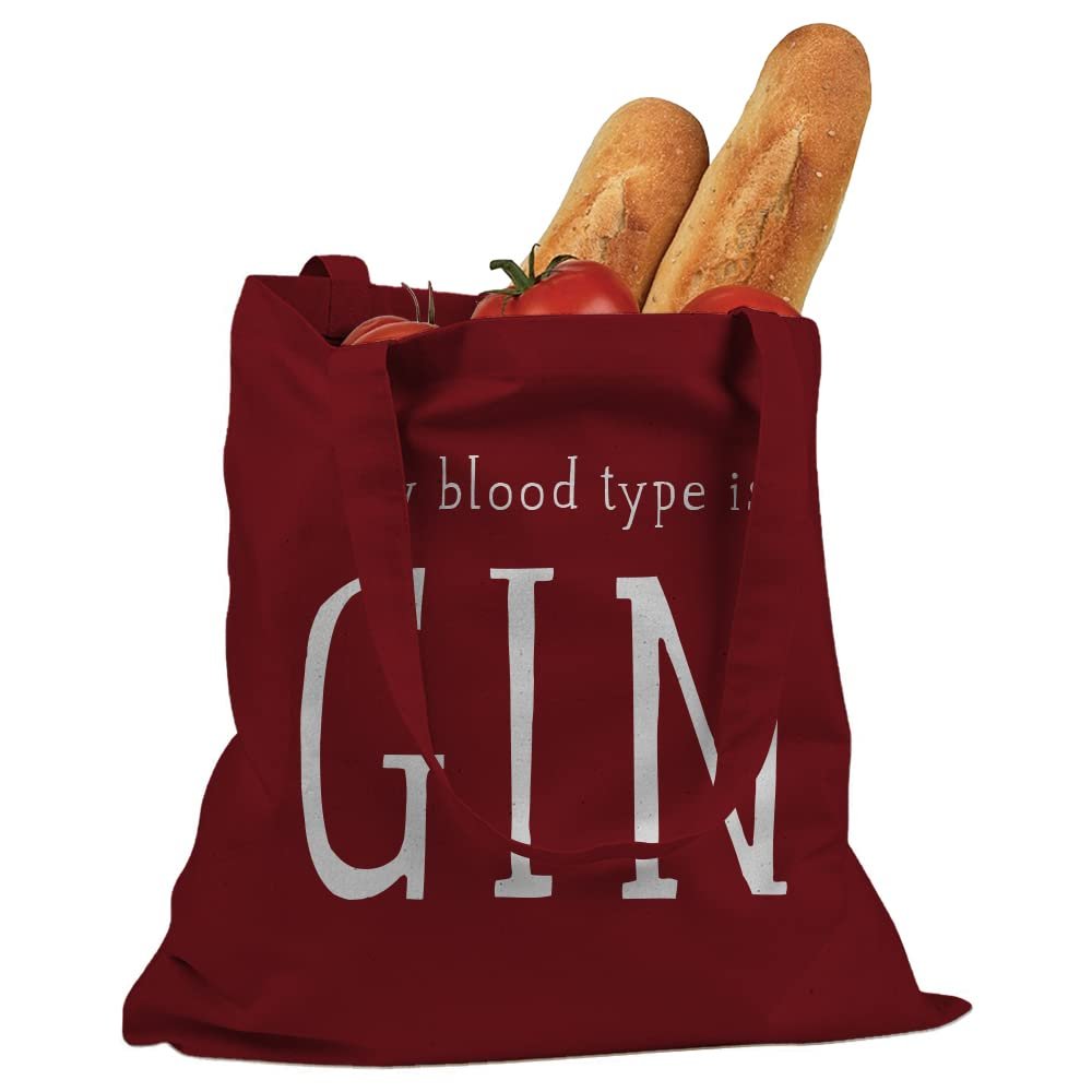 My Blood Type is Gin Red Canvas Tote Bag