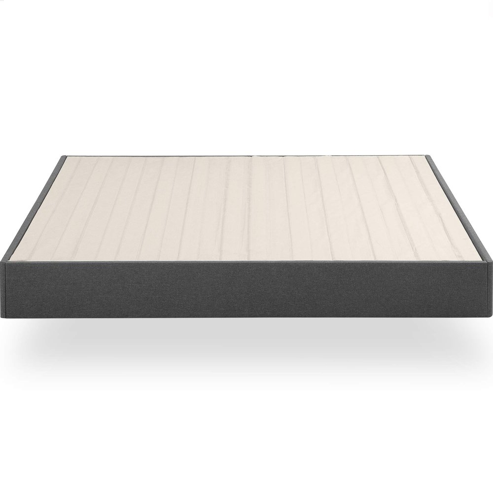 Zinus Upholstered Metal and Wood Box Spring, 9 Inch Mattress Foundation, Easy Assembly, Fabric Paneled Design, Queen