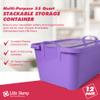 Life Story 12 Pack Light Duty Stackable Storage Bin, 55 Quart Home Organizer, Versatile Lightweight Locking Bins with Carrying Handles, Purple view 2