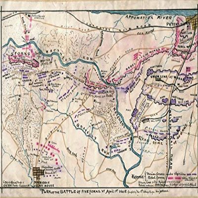 18" x 24" 1865 Map of Plan of The Battle of Five Forks Virginia