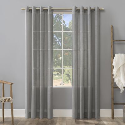 Archaeo Slub Textured Linen Blend Grommet Top Curtain, 52" x 84", Gray