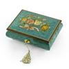Beautiful 18 Note Turquoise Floral Inlay Musical Jewelry Box with Lock and Key - Many Songs to Choose - Love Me Tender view 1