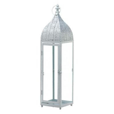 Accent Plus 10018512 Large Silver Moroccan Style Lantern, Multicolor