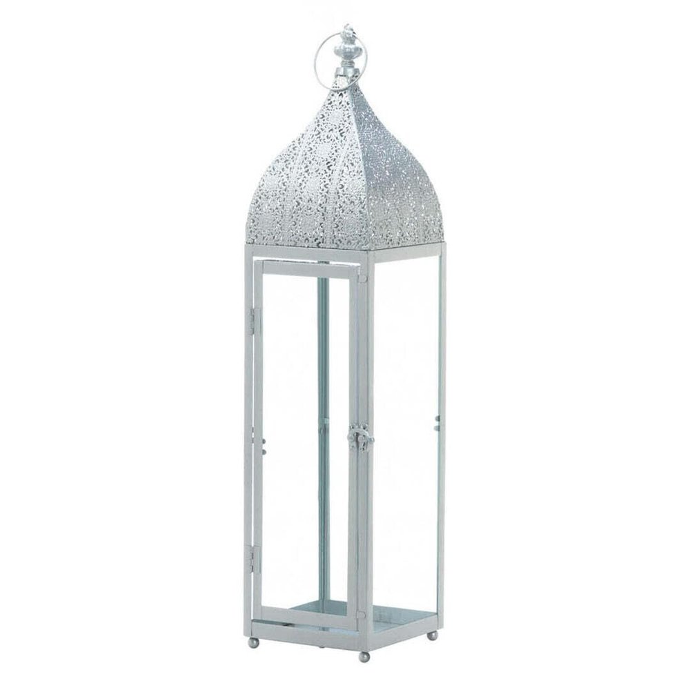 Accent Plus 10018512 Large Silver Moroccan Style Lantern, Multicolor