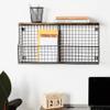 Spectrum Double Bin Hanging Wire Basket with Wood Top Shelf for Entryway Kitchen or Bathroom Storage, Industrial Gray Rustic Wood and Wire Wall Basket Shelf Wall Mount Organizer with 2 Storage Bins view 2