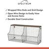 Spectrum Double Bin Hanging Wire Basket with Wood Top Shelf for Entryway Kitchen or Bathroom Storage, Industrial Gray Rustic Wood and Wire Wall Basket Shelf Wall Mount Organizer with 2 Storage Bins view 4