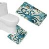 Amagical Sea World Pattern 3 Piece Bathroom Mat Set Shower Curtain Animal Octopus Print Non Slip Blue Bath Mat Pedestal Rug Lid Fabric Waterproof Shower Curtain with 12 Hooks view 2
