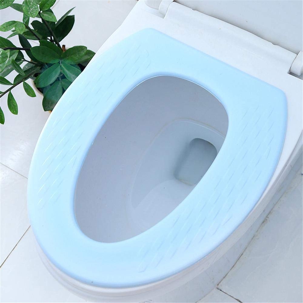 Yosoo EVA Toilet Cushion Reusable Warm Soft Pad Bathroom Supplies(Stripe Blue)
