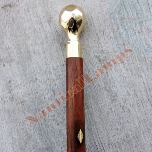 Mahira Nautical Antique Wooden Walking Stick Designer Cane Rosewood Brass Handle Nautical Gift A