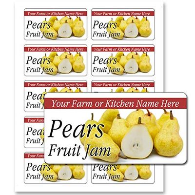 Fruit Jam Jelly Rectangle Personalized Farm Kitchen Name Mason Jar Labels (Pears, 150 Labels on 15 Sheets)
