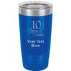 10 Years Of Service Tumbler Gifts - 20 oz Royal Blue Personalized Stainless Steel Tumbler Custom Engraved With Clear Lid, Vacuum Insulated For Hot/Cold Beverages Prime view 1