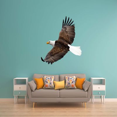 Lets Print Big Bald Eagle 2 Wall Decal REPOSITIONABLE (Outside, 12" h x 13.4" w)