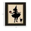 Antique Framed Witch with Pumpkin and Cat Paper Silhouette Handmade Paper Silhouette Halloween Wall Art - 10" x 12" view 3