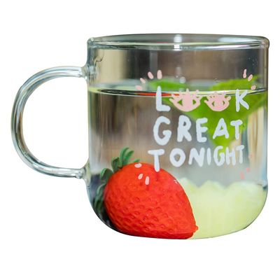 ACEVER Caf Glass Coffee Mug Tea Cup Milk Mug Beer Cup | Microwave and Dishwasher Safe | Birthday and Christmas Gift | 12.5 oz mug (Great Tonight)