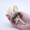 KUKISHOP 2 PCS Wedding Boutonniere Artificial Flower Groom Groomsman Corsage Rose Silk Suit for Wedding Prom Homecoming Champagne view 3