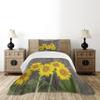 Ambesonne Sunflower Bedspread Set, Helianthus Sunflowers Against Weathered Aged Fence Summer Garden Photo, 3 Piece Decorative Bedding Coverlet and 2 Pillow Shams, Twin Size, Brown Yellow Green view 2