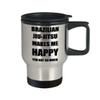 Brazilian Jiu-jitsu Travel Mug Lover Fan Funny Gift Idea Novelty Gag Car Coffee Tea 14oz Stainless Steel Makes Me Happy view 2