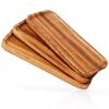 11.8 Inch Solid Wood Serving Platters and Trays Set of 3 Highly Durable Dishwasher Safe Rectangular Party Plates Avoid Sliding and Spilling Food with Easy Carry Grooved Handle Design view 1