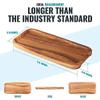 11.8 Inch Solid Wood Serving Platters and Trays Set of 3 Highly Durable Dishwasher Safe Rectangular Party Plates Avoid Sliding and Spilling Food with Easy Carry Grooved Handle Design view 4