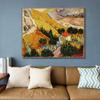 INVIN ART Framed Canvas Giclee Print Art Valley with Ploughman Seen from Above by Vincent Van Gogh Wall Art Living Room Home Office Decorations(Wood Color Slim Frame,20"x24") view 2