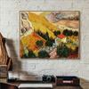 INVIN ART Framed Canvas Giclee Print Art Valley with Ploughman Seen from Above by Vincent Van Gogh Wall Art Living Room Home Office Decorations(Wood Color Slim Frame,20"x24") view 3