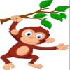 Wallmonkeys Cute Monkey Cartoon Hanging Wall Decal Peel and Stick Animal Graphics (24 in H x 13 in W) WM497279 view 2