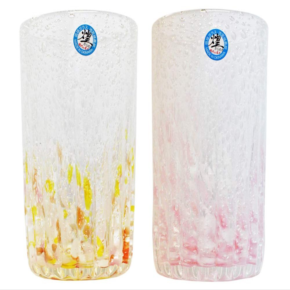 Kirakobo Line Glasses (Red/Orange, Pink) 3.1 inches (8 cm), Sea of Bubbles, Pack of 2