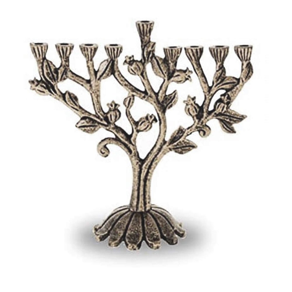 Antique Pomegranate Tree Hanukkah Menorah