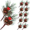 10pcs Artificial Pine Picks with Berries Pinecones Christmas Trees Decoration Stems Flower Arrangements Wreaths view 1