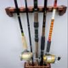 CSCarpentry Fishing Rod Rack, Solid Wood Wall Mount Pole Holder, Made to Order, Any Size (Solid Mahogany Wood with Semi-Gloss Polyurethane Finish) view 3