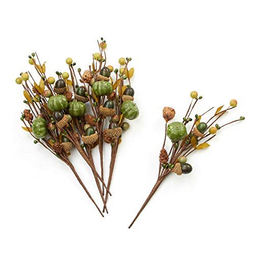 Green Berry Acorn Pumpkin Picks | Set of 6
