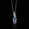 Jewelryamintra Amethyst & Blue Fire Opal Silver Plated Pendant Necklace Box Chain Women Gifts view 3