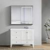 Krugg LED Medicine Cabinet 42 Inch X 36 Inch | Recessed or Surface Mount Mirror Cabinet w/Dimmer & Defogger + 3X Makeup Mirror Inside & Outlet + USB (Right Side Light) view 1
