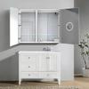 Krugg LED Medicine Cabinet 42 Inch X 36 Inch | Recessed or Surface Mount Mirror Cabinet w/Dimmer & Defogger + 3X Makeup Mirror Inside & Outlet + USB (Right Side Light) view 4