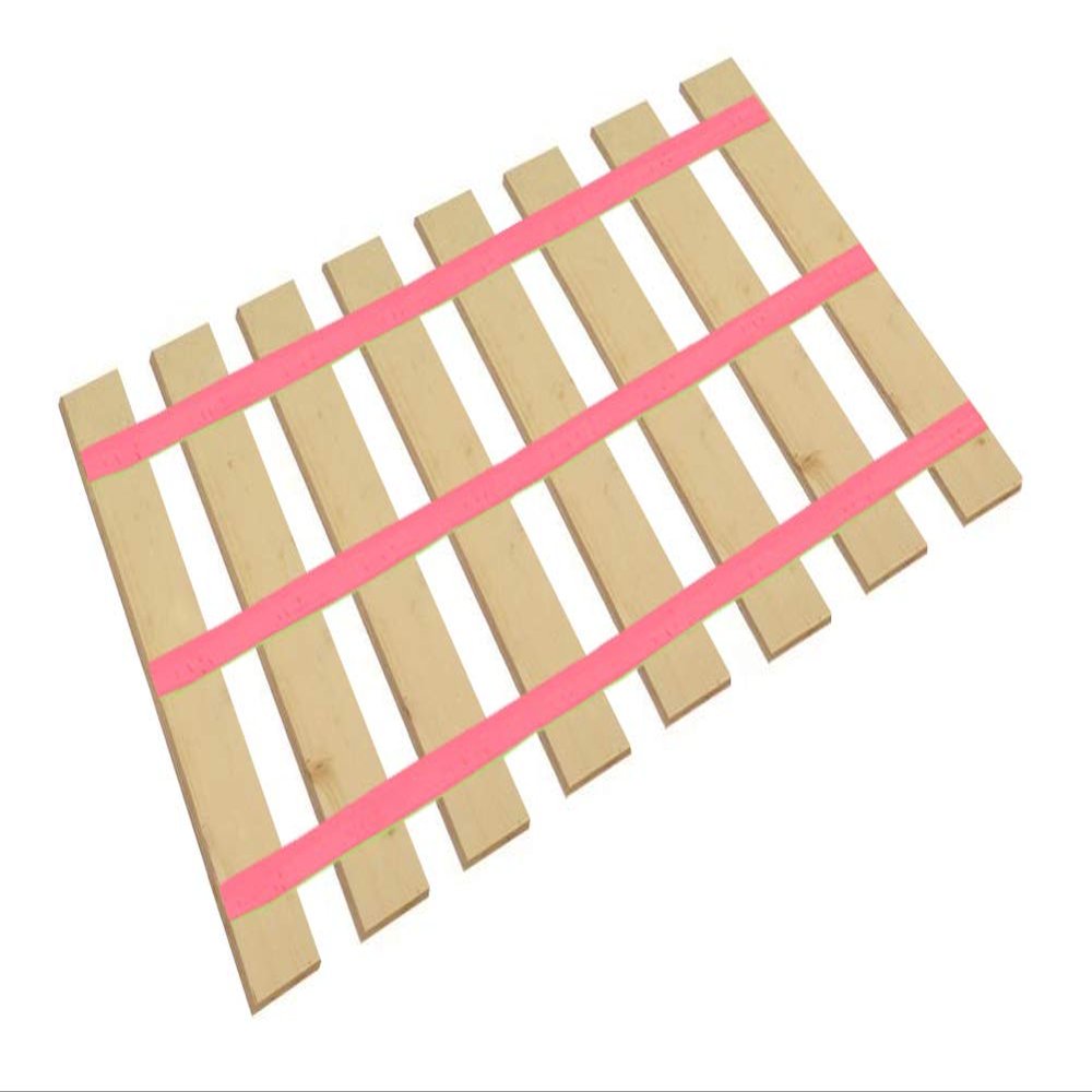 Full Size Wood Bed Slats -Cut to The Custom Bed Width of Your Choice with Heavy Duty Thick Neon Pink Straps-Help Support Your Box Spring and Mattress (54" Wide)