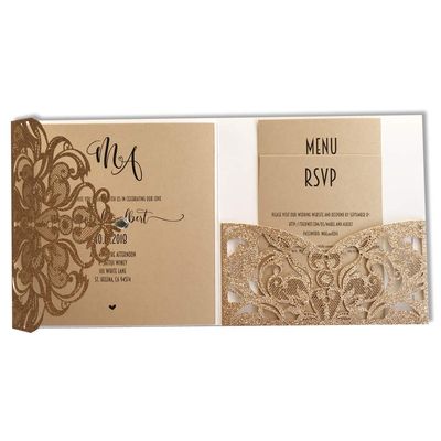 50Pcs Picky Bride Gold Glitter Wedding Invitations with RSVP Cards Luxury Wedding Cards - Set of 50pcs
