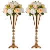 2 Pcs Tabletop Metal Wedding Flower Trumpet Vase, 16.5 inch Tall Table Decorative Centerpiece, Artificial Flower Arrangements for Anniversary Ceremony Party Birthday Event Aisle Home Decoration (Gold) view 1
